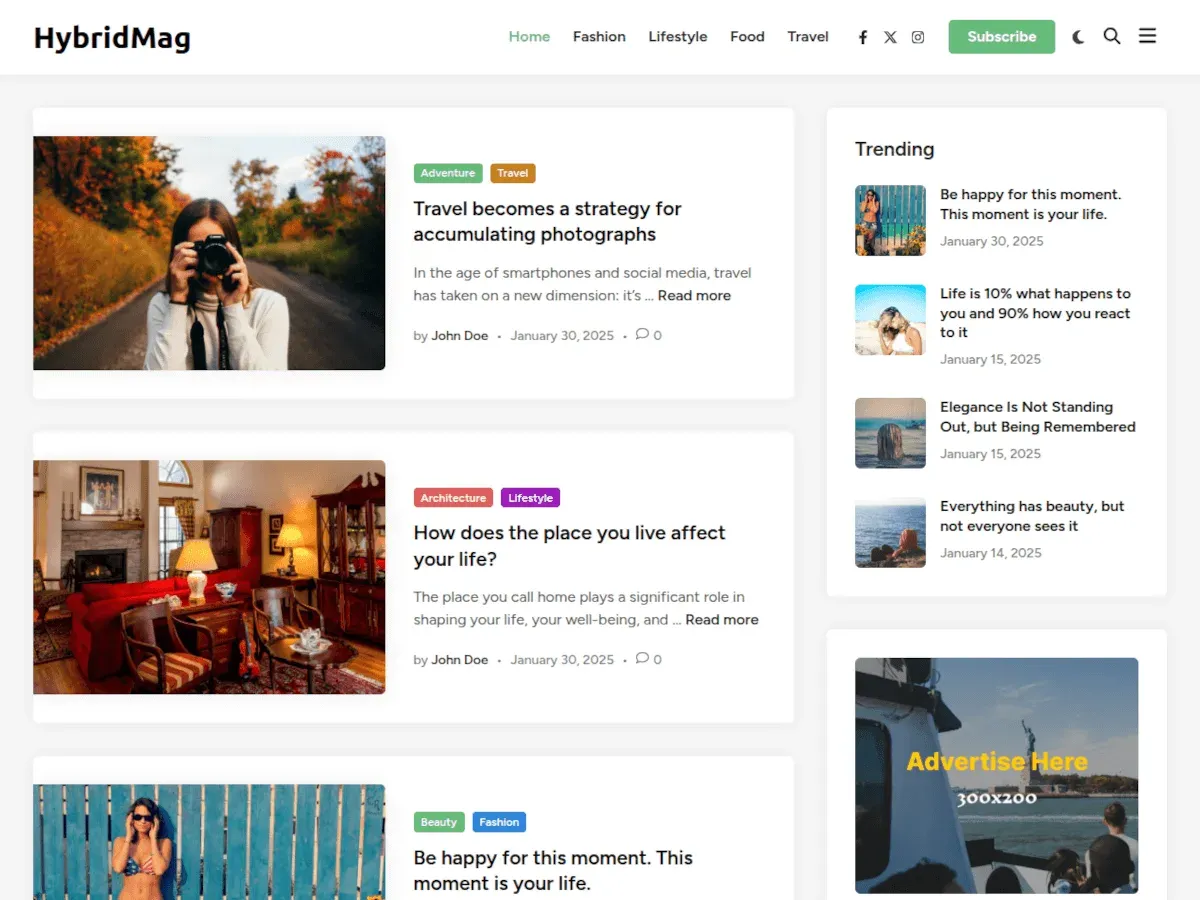 Officiell skärmbild av temat HybridMag